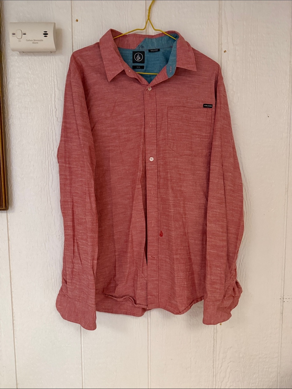 Volcom Men's Heathered Red Button-Front Shirt Jacket